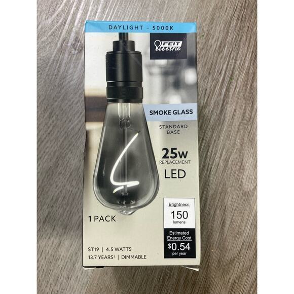 Feit Electric Edison LED Bulb Vintage 4.5W Dimmable Smoke Glass Daylight 1-Pack - Picture 1 of 8